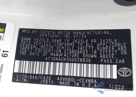 2025 Toyota Camry Xse z USA, uszkodzony, nr VIN 4T1DAACK3SU028836